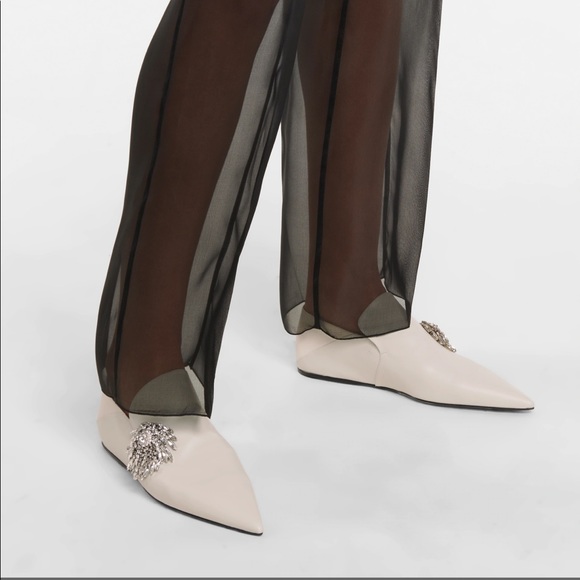 Jil sander Lambskin Convertible pointy mule/  flats with embellished jewelry. - Picture 9 of 17